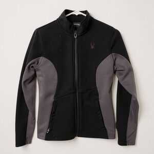 Spyder Womens Full Zip Jacket Black Gray Athletic Lightweight‎ Coat
